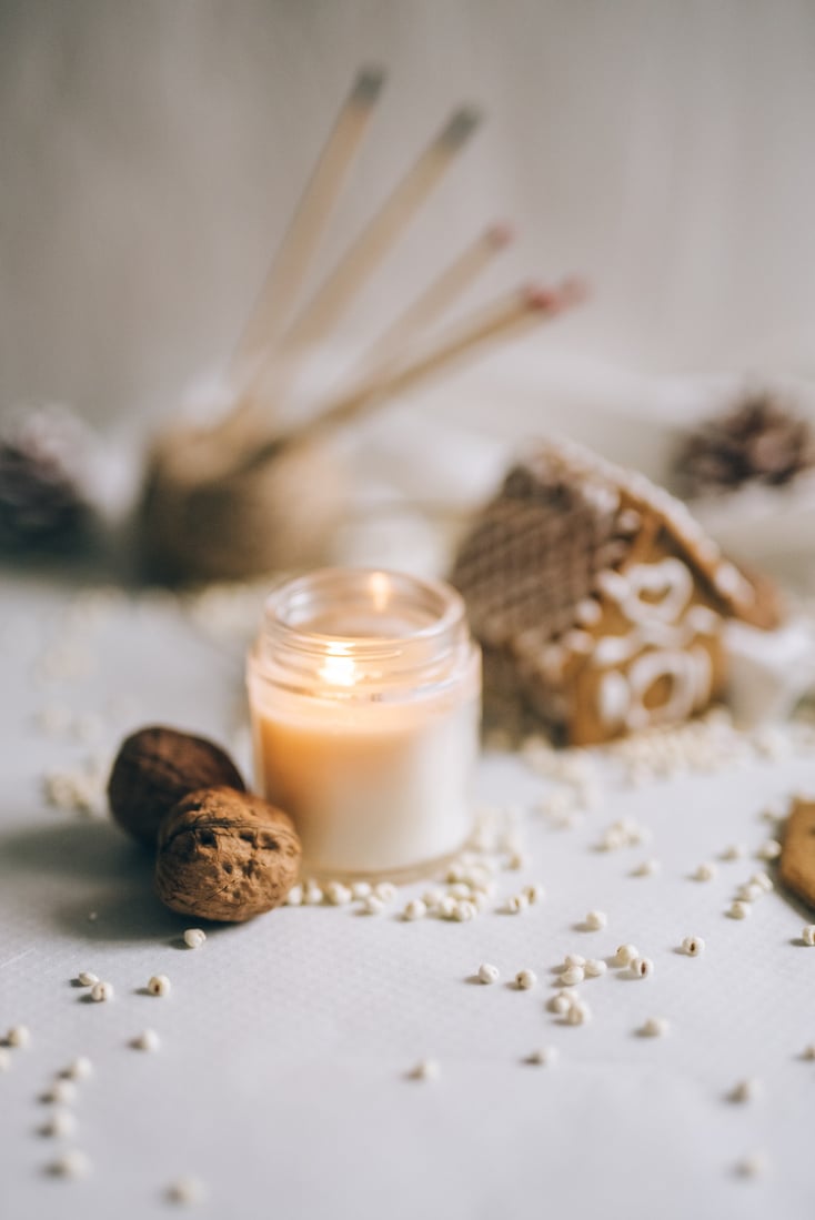 Nutmeg and Lighted Candle